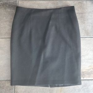 Kenar Black Pencil Skirt Slit Wool Office Work Classic Fall Cocktail Party 12